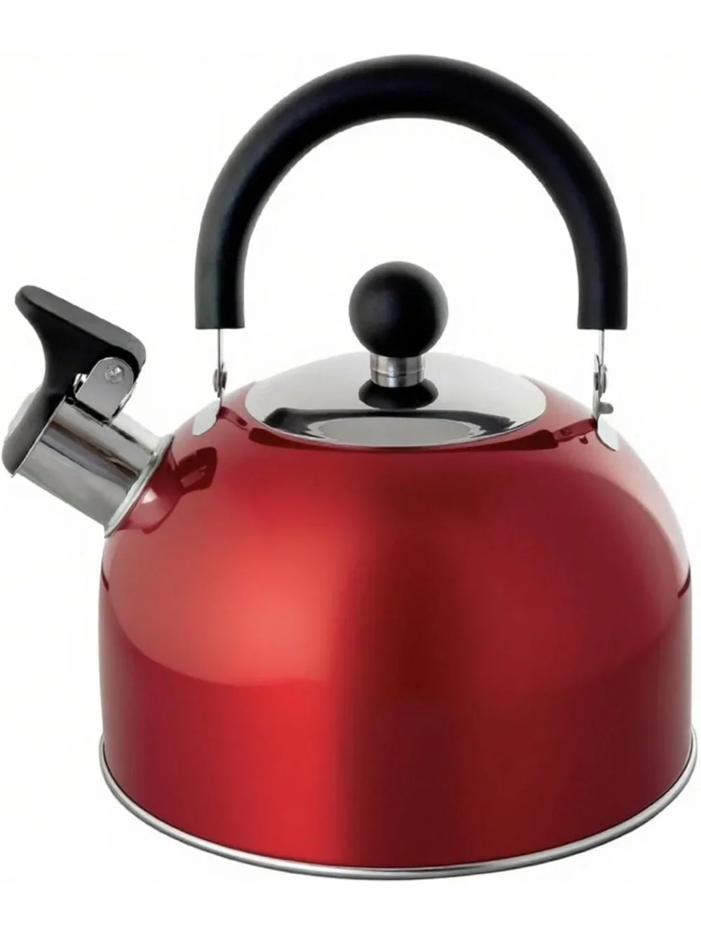 Red Kitchen Whistling Tea Kettle 2 Quart Stainless Steel Stovetop Teapot Boiler